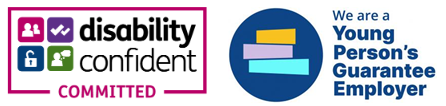 The logos for Disability Committed employer and Young Persons Guarantee employer The logos for Disability Committed employer and Young Persons Guarantee employer